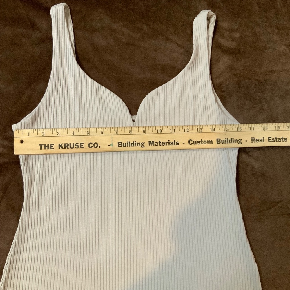 H&M Cream M Slim Fit Sweetheart neckline ribbed viscose jersey Tank Officecore - Picture 5 of 6